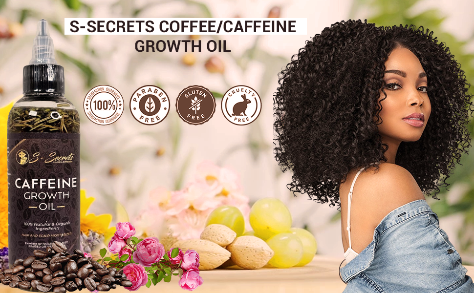 Caffeine Hair Growth Oil 2oz - Hair Growth Oil For Thinning, Balding Taupe Snowdrop