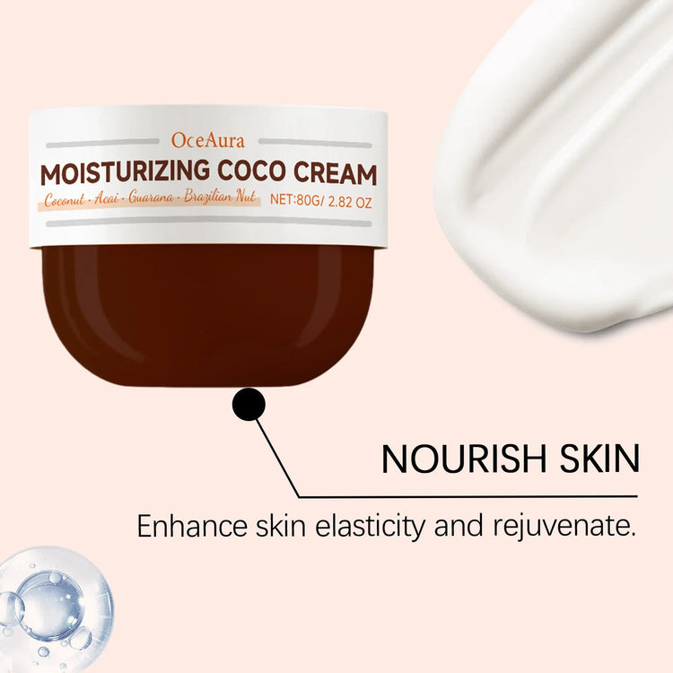 OCEAURA Coconut Oil Body Moisturizing Cream Relieve Dryness Enhance Elasticity Firm Skin Improve Dullness Coconut Oil Care Cream Khamik Shop Online