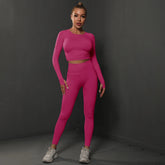 2Pcs Women Sets Energy Seamless Gym Suits Bubble Butt Sports Pants+Long Sleeve Shirts Push Up Running Sets Tracksuits Tights Set Khamik Shop Online