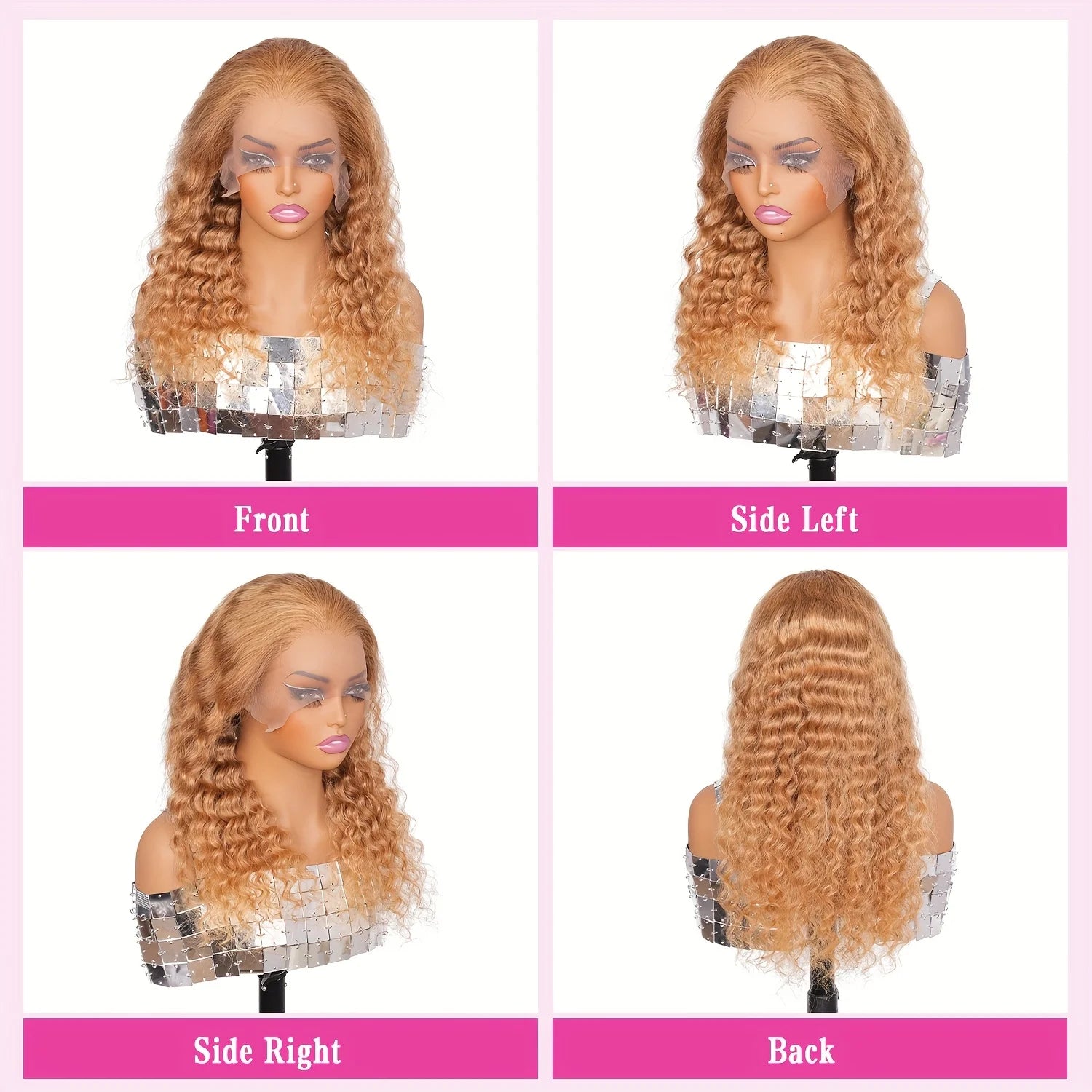 34 38Inch Honey Blonde Wig Human Hair Deep Wave 13x6 Hd Lace Frontal Wig 230 Density Preplucked 