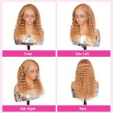 34 38Inch Honey Blonde Wig Human Hair Deep Wave 13x6 Hd Lace Frontal Wig 230 Density Preplucked 