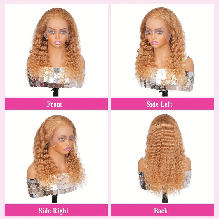 34 38Inch Honey Blonde Wig Human Hair Deep Wave 13x6 Hd Lace Frontal Wig 230 Density Preplucked 