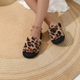 2025 Winter Warm Fluffy Furry Leopard Slippers Women Lightweight Flat Heels Fur Slides Couples Indoor Floor Comfortable Sandals Khamik Shop Online