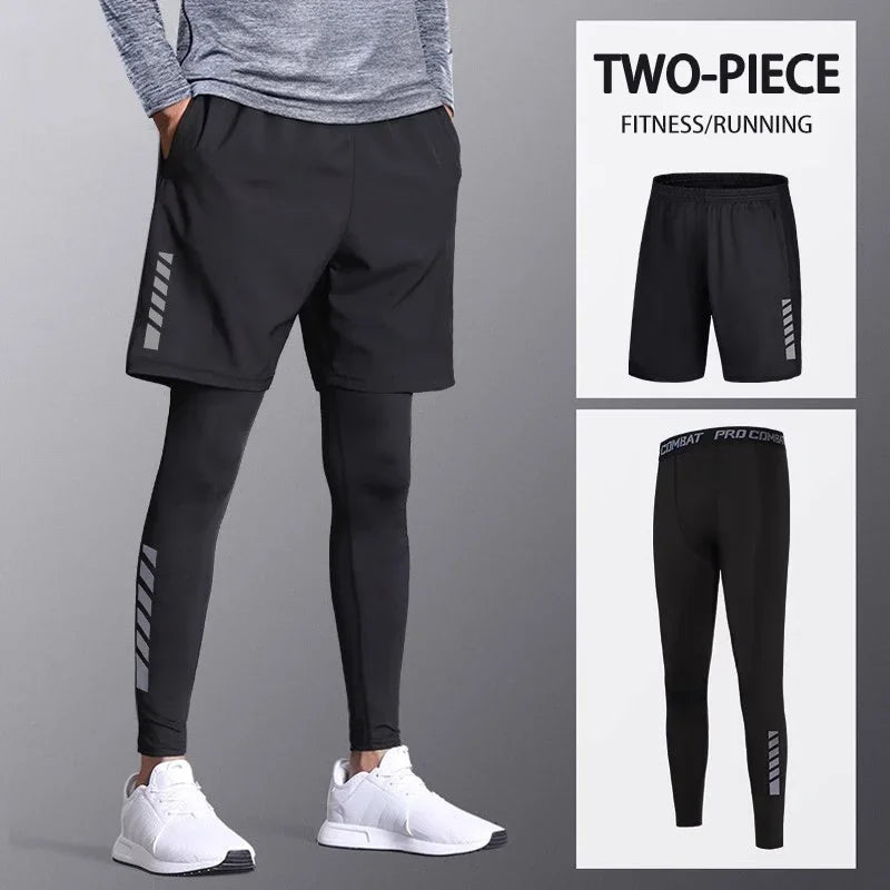 Quick-drying Skinny Pants for Men, Summer Ice Silk Sun-protective Base Fitness Shorts, High-elasticity Sports Suit for Running Khamik Shop Online