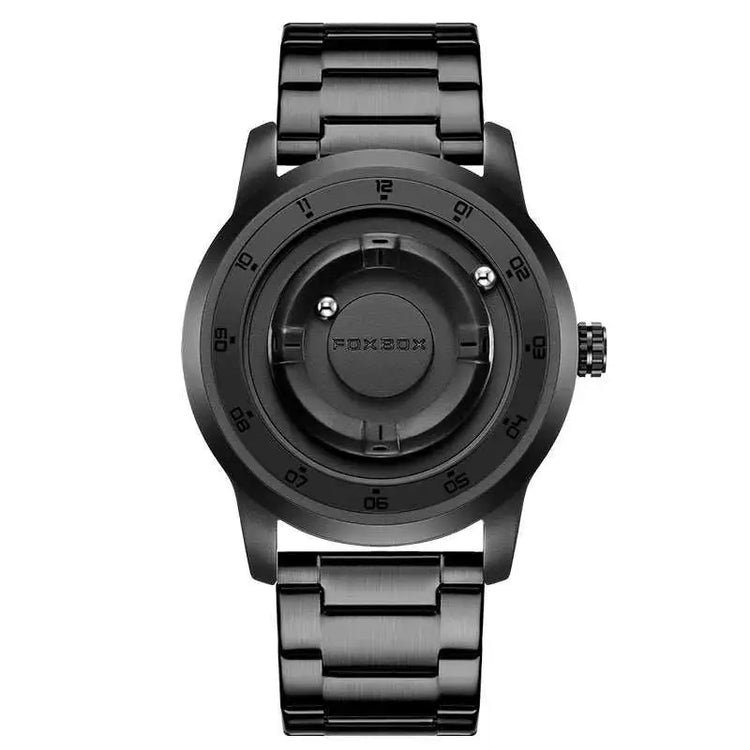 FOXBOX Magnetic Driven Watch Fashion Waterproof Quartz Wristwatch Rolling Steel Ball Pointer Sports Watches Military Clock+Box Khamik Shop Online