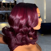 Wear and Go Glueless Bob Wig Human Hair Ombre Burgundy Loose Wave Wig Human Hair 13x4 HD Lace Front T1b/99j Bouncy Curls Wigs Khamik Shop Online