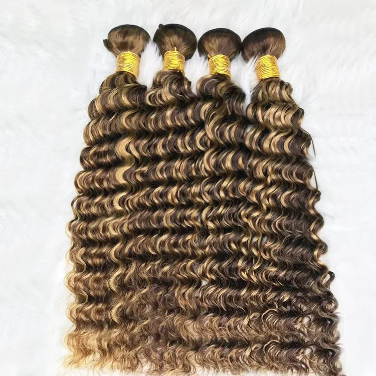 Highlight Deep Water Curly Bundles Human Hair Color 