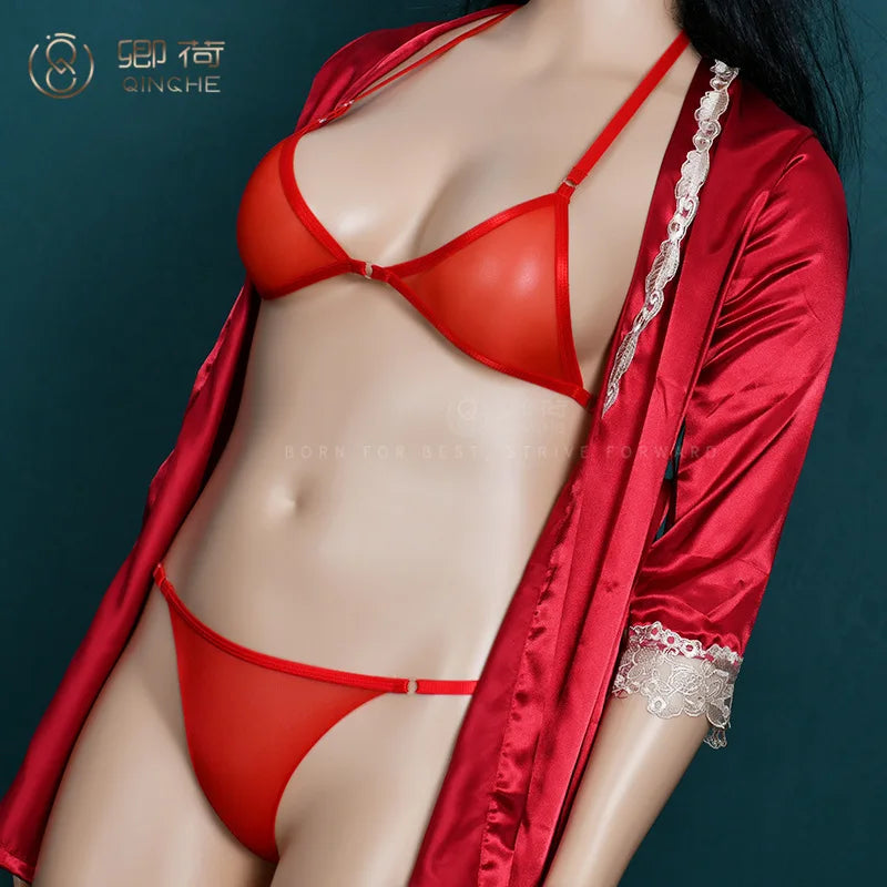 Sexy Women Bra Set Ultra-Thin Invisible Transparent Women&