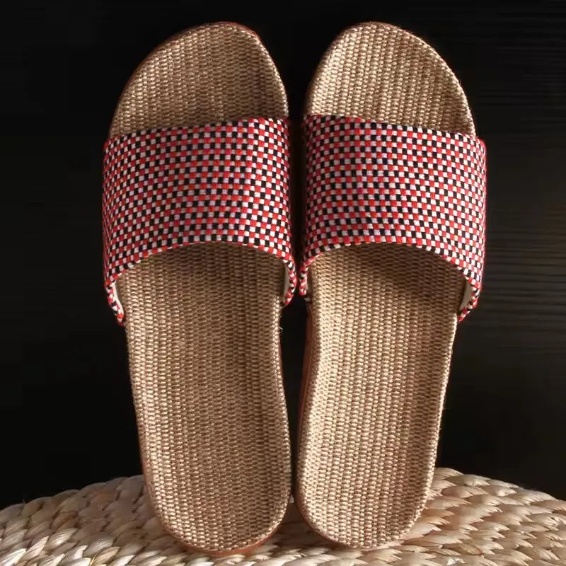 Mntrerm 2023 New Style Home Sandals Indoor Non-Slip Linen Slippers Men&