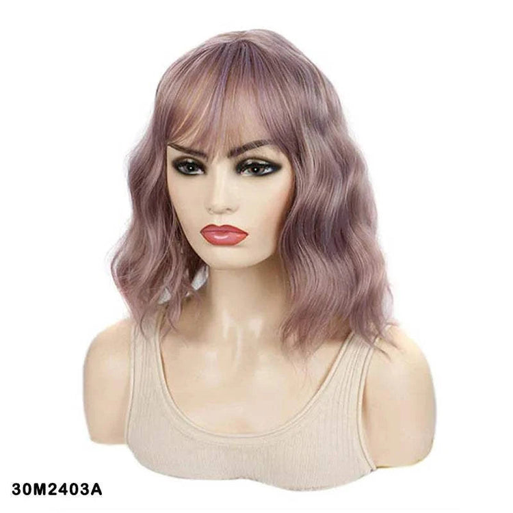 Jeedou 14 Inch Water Wave Bob Wig With Air Bangs Matte Synthetic Short Wavy Wigs For Women Daily Cosplay Colorful Wig Khamik Shop Online