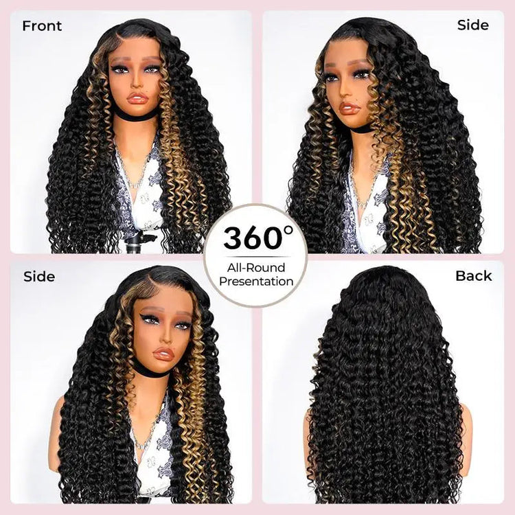 Alipearl Hair Glueless Wig Side Part Highlight Deep Wave Lace Front Wig Human Hair Pre Cut Hairline Balayage 13x4 Wig Human Hair Khamik Shop Online