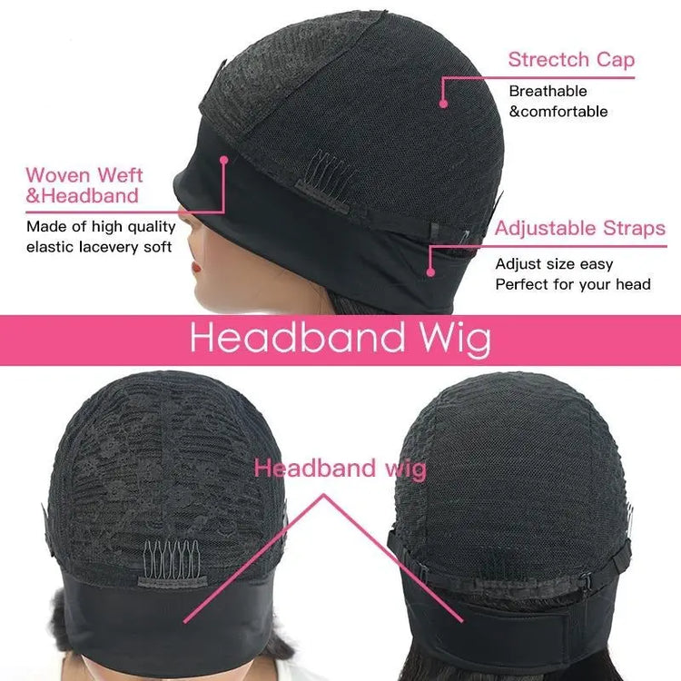Burgundy Headband Body Wave Human Hair Wig 