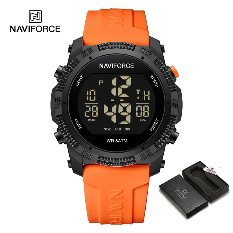 NF7104 Men'S LCD Digital Casual Date and Week Alarm Waterproof Silicone Strap Electronic Watch