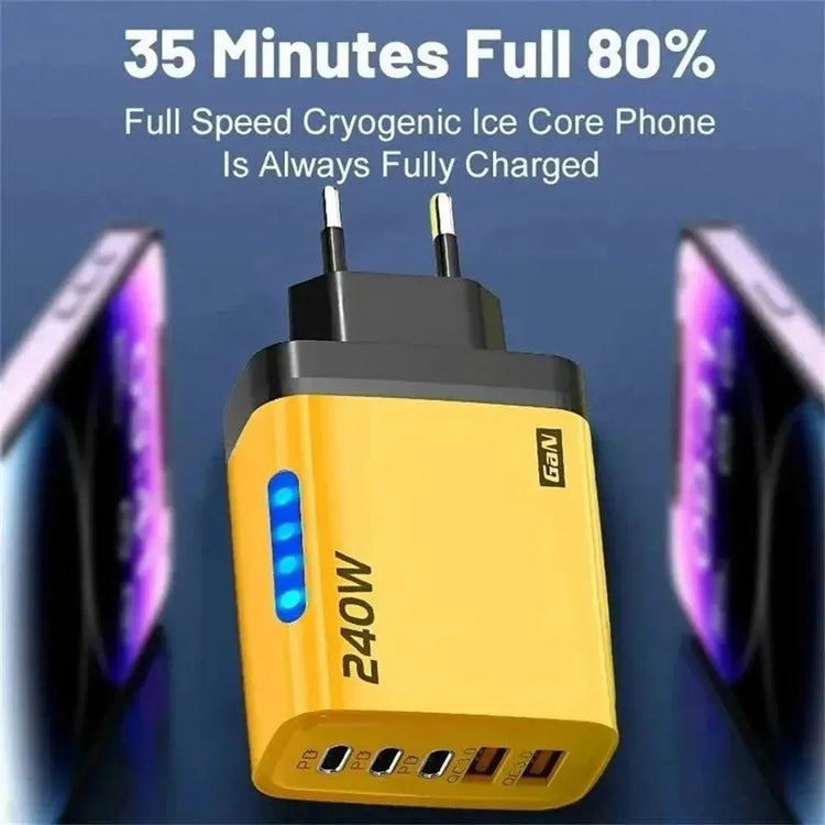 240W GaN USB C Charger 5 in 1 Fast Charging Phone Charger Power Adapter For iPhone Samsung Xiaomi Type C EU/US Plug Wall Charger Khamik Shop Online