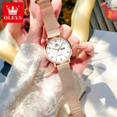 OLEVS 2996 Women Watches Original Elegant Slim Quartz Watch Waterproof Dual Calendar Display Watches For Woman Gift Box Reloj Khamik Shop Online