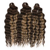 FREEDOM Synthetic Curly Braiding Hair Extensions 24 Inch/60 cm Long Deep Wavy Twist Crochet Braids Hair Ombre Brown Rainbow Hair Khamik Shop Online