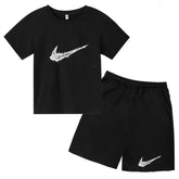 Summer Brand White T-shirt+Shorts Two-piece Set Kids New Clothing Fashion Letter Boy Girl3-13Yrs Sports Short-sleeved Casual Set Khamik Shop Online