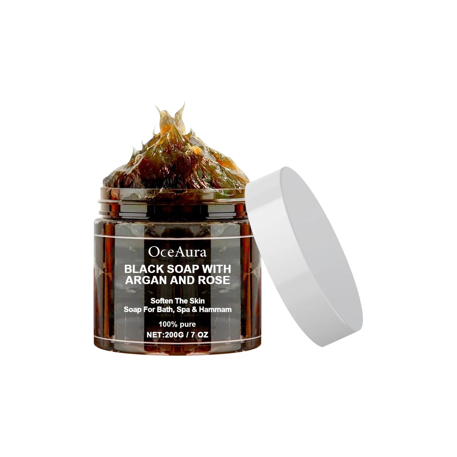 OCEAURA Black Soap With Argan And Rose Black Beldi Soap Ideal For Dead Skin Remover Body Scrub Purifying Deep Cleansing 200g Khamik Shop Online