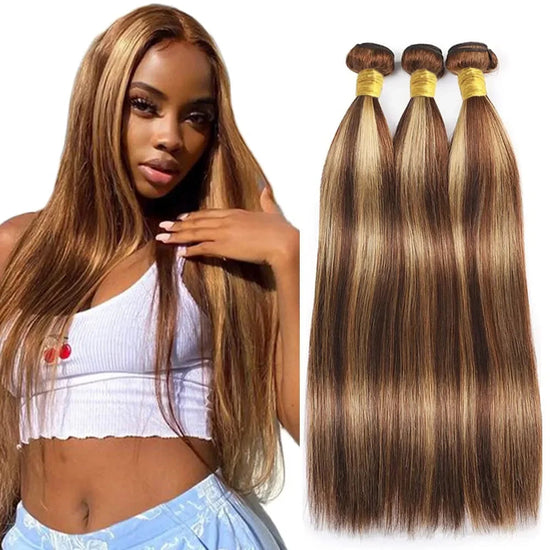 Piano Color 4/27 Straight Bundles Virgin Human Hair Brazilian Hair Weaving Highlight Human Hair 2/3 Bundles Deals For Extensions Khamik Shop Online