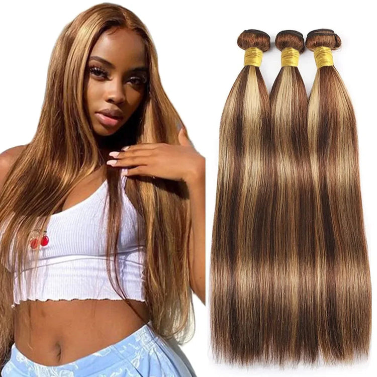 Piano Color 4/27 Straight Bundles Virgin Human Hair Brazilian Hair Weaving Highlight Human Hair 2/3 Bundles Deals For Extensions Khamik Shop Online