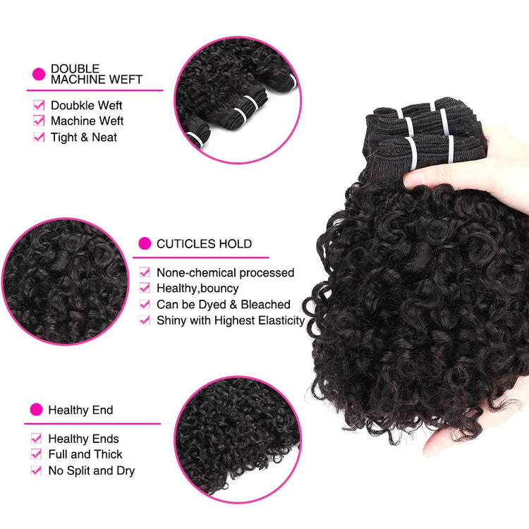 12A Pixie Curls Bundles Bouncy Afro Kinky Curly Hair 3 Bundles Deal Human Hair Weave Extension Natural Color Bundles for Women Khamik Shop Online