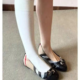 Fashion French Retro Style 2026 Single Shoes New Spring and Summer Spliced Belt Buckle Shallow Mouth Round Toe Flat Shoes Khamik Shop Online