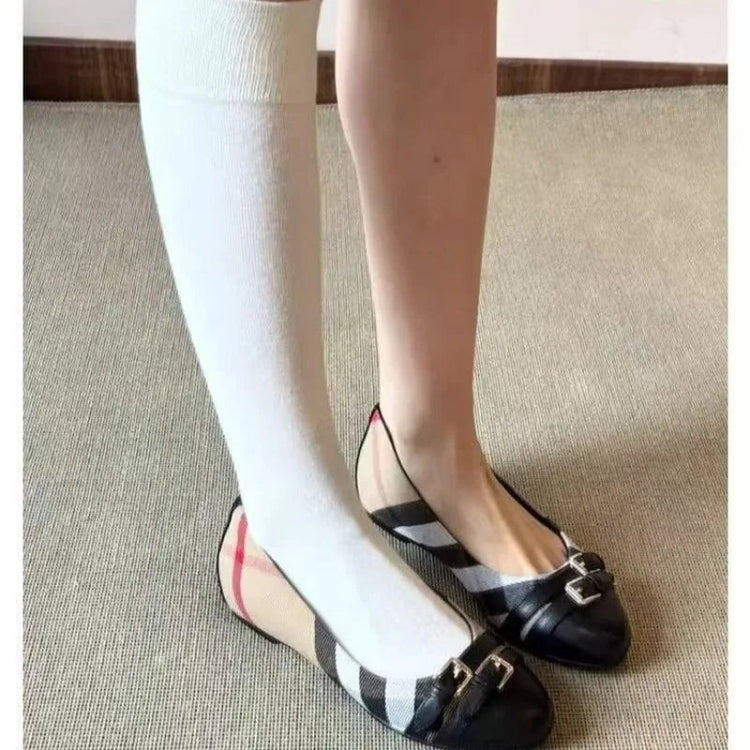 Fashion French Retro Style 2026 Single Shoes New Spring and Summer Spliced Belt Buckle Shallow Mouth Round Toe Flat Shoes Khamik Shop Online