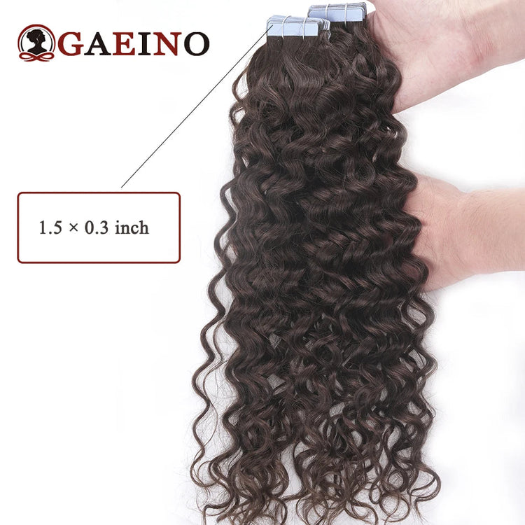 Water Wave Tape in Human Hair Extension Brazilian Hair Skin Weft Tape in Curly Human Hair 20 Pcs/Set Black Brown Blonde Color Khamik Shop Online