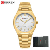 CURREN 8456 Business Quartz Stainless Steel Strap Watch Square Dial Casual Style Wristwatch with Waterproof Function Khamik Shop Online