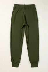 Moss Green Drawstring Waist Pocketed Joggers Carmine Juneberry
