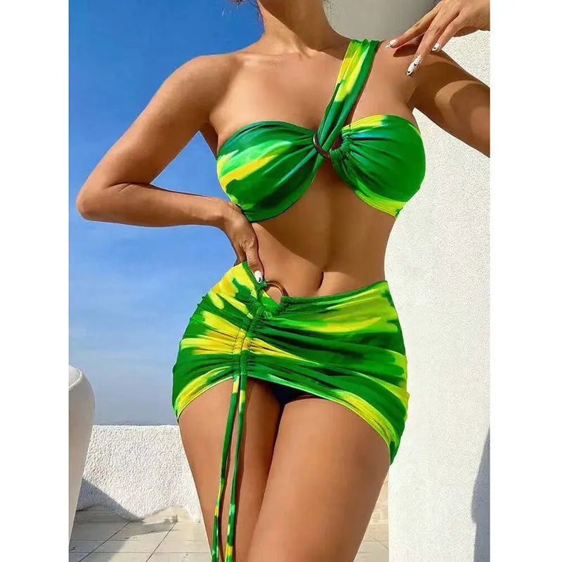 Gradient Color Three-piece Bikini Lingerie Fashion Taupe Oliver