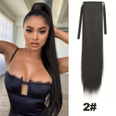 Straight Long Ponytail Extensions 22inch Natural Black Wrap Around Synthetic Hair Piece Pony Tail Hair Hairpieces for Women Girl Khamik Shop Online
