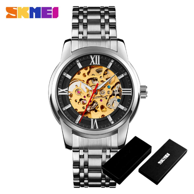 Fully Automatic Mechanical Watch Men Stainless Steel Circular Single Folding Buckle Metal Hollow Spiral Watch Reloj Hombre Khamik Shop Online