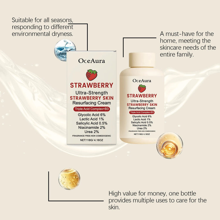 Oceaura Strawberry Body Cream Gentle Moisturizing Lightweight Non-greasy Improve Skin Texture Enhance Smoothness Soft Body Care Khamik Shop Online