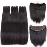 Super Double Drawn 12A Grade Straight Hair BUNDLES with CLOSURES & FRO Cerise Alfie