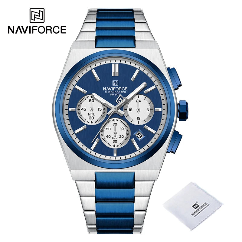 Trend Brand Stainless Steel Couple Watch Quartz Date Display Chronograph for Lovers Waterproof Fashion Wild Wristwatch