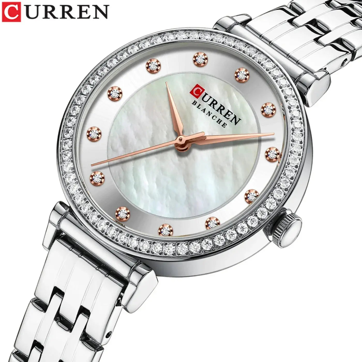 CURREN Top Brand Ladies Simple Fashion Quartz Watch Stainless Steel Classic Elegant Diamond Waterproof Ladies Watch Reloj Mujer Khamik Shop Online