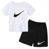 Summer Brand White T-shirt+Shorts Two-piece Set Kids New Clothing Fashion Letter Boy Girl3-13Yrs Sports Short-sleeved Casual Set Khamik Shop Online