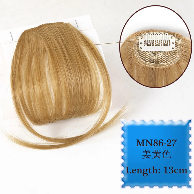 Synthetic Hair Clip In Bangs Brown Colored Invisible Front Fringes Clip in Hair Air Bangs Natural Black Fake Hair Bangs For Girl Khamik Shop Online