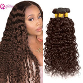 Premium Chocolate Light Brown Water Wave Bundles Human Hair 12-28inches Color 