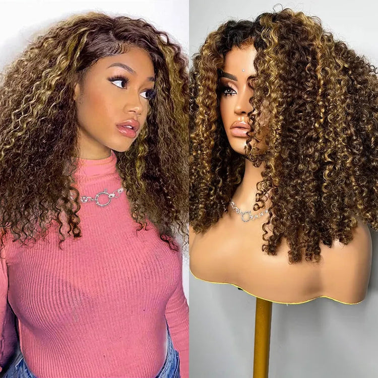 Highlight Honey Blonde Wear And Go Glueless Bob Wig Human Hair Curly Deep Wave Ombre Brown 5X5 Hd Lace Closure Wig 250 Density Khamik Shop Online