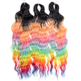 FREEDOM Synthetic Curly Braiding Hair Extensions 24 Inch/60 cm Long Deep Wavy Twist Crochet Braids Hair Ombre Brown Rainbow Hair Khamik Shop Online