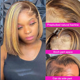 Highlight Dark Brown Blonde Straight Bob Wig 200 Density Virgin Human Hair 13x4 Lace Front Wigs HD Lace Wigs For Black Women Khamik Shop Online