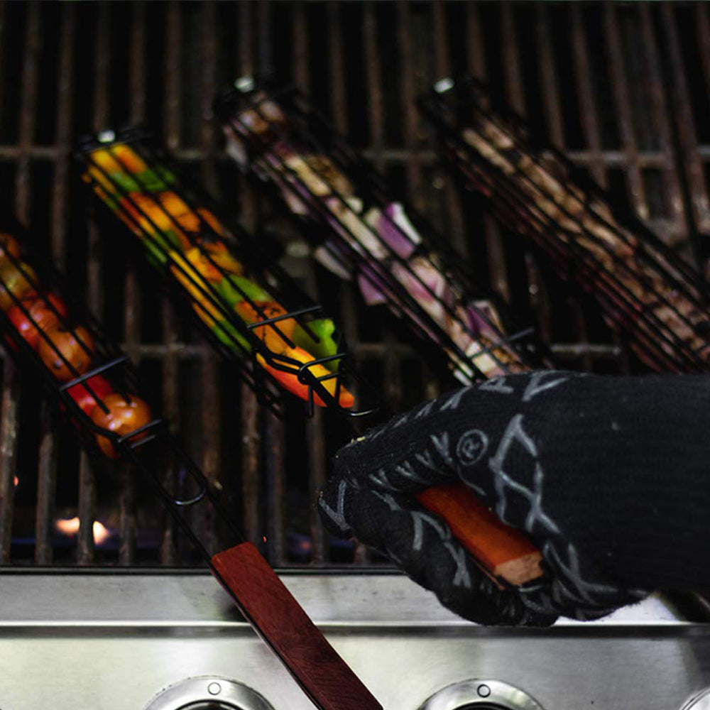BBQ Grill Mesh Stainless Steel Tools Kitchen Accessories Maroon Asteria