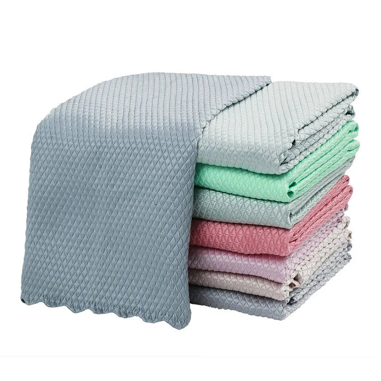 5 pcs Household Cleaning Products Cloth Fish Scale Rag for Glass Clean as Soon as You Wipe It Kitchen Tools Microfiber for Glass Khamik Shop Online