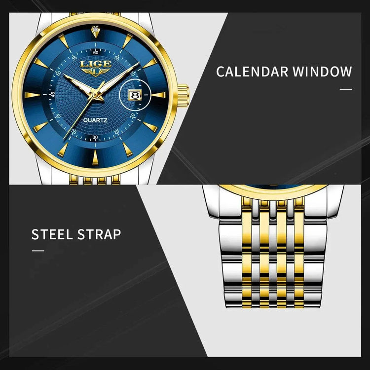LIGE New 2026 Luxury Man Watch Waterproof Stainless Steel Luminous Date Watch Fashion Simple Casual Man’s Quartz Watches Box Khamik Shop Online