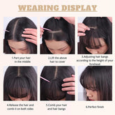 Synthetic Hair Clip In Bangs Brown Colored Invisible Front Fringes Clip in Hair Air Bangs Natural Black Fake Hair Bangs For Girl Khamik Shop Online