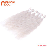FASHION IDOL Water Wave Hair Bundles Synthetic Hair Extensions Ombre Blonde Hair Weave Bundles 6pcs 20" High Temperature Fiber Khamik Shop Online