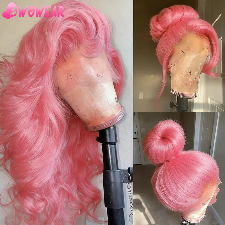 13x4 Body Wave Light Pink Lace Front Wig Brazilian Human Hair Wigs Colored Wig 13x6 Transparent HD Lace Frontal Wigs For Women Khamik Shop Online