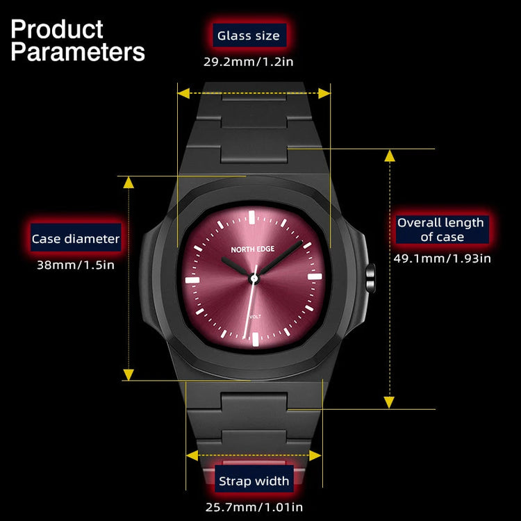 NORTH EDGE Watch for Man New VOLT Quartz Watch Fashion Light Resin Case Square Swimming 50M Waterproof Men Watches Gift Box Khamik Shop Online